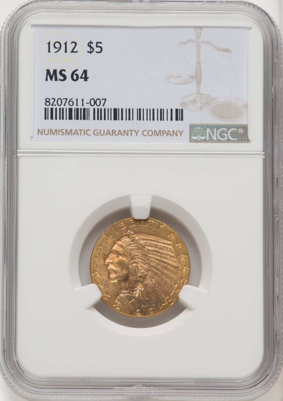 1912 $5 Indian Half Eagle NGC MS64 (770677028)