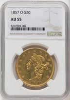 1857-O $20 Liberty Double Eagle NGC AU55 (770677010)
