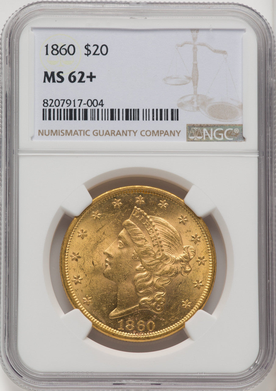 1860 $20 Liberty Double Eagle NGC MS62+
