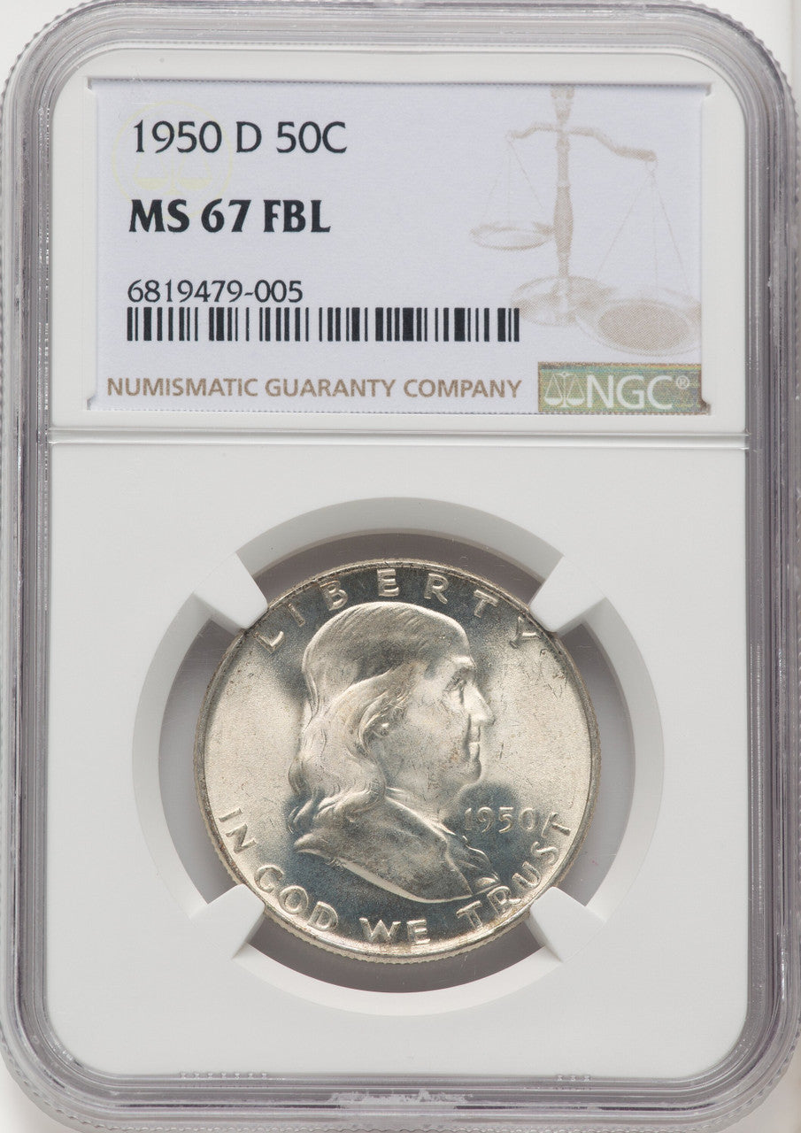 1950-D 50C FL Franklin Half Dollar NGC MS67