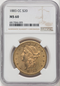 1883-CC $20 Liberty Double Eagle NGC MS60 (770677036)