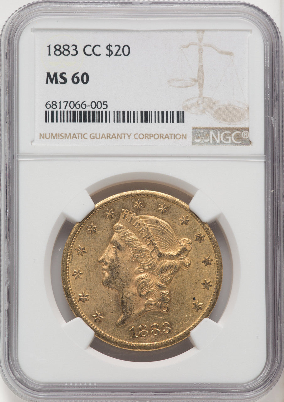 1883-CC $20 Liberty Double Eagle NGC MS60 (770677036)