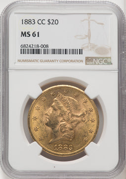 1883-CC $20 Liberty Double Eagle NGC MS61 (770677014)