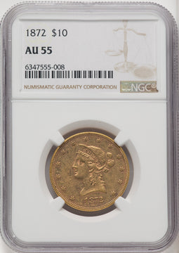 1872 $10 Liberty Eagle NGC AU55 (770677005)