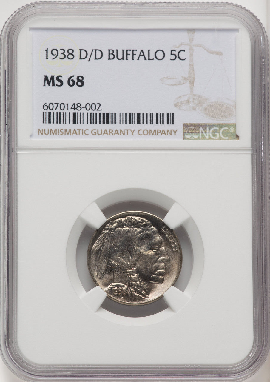 1938-D/D 5C Buffalo Nickel NGC MS68 (770677017)