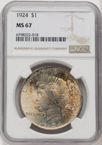 1924 Peace Dollar NGC MS67