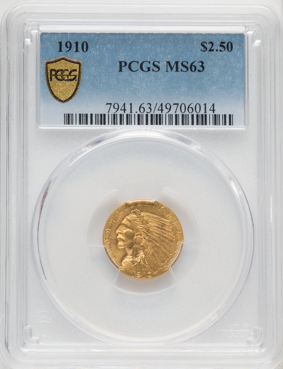 1910 $2.50 Indian Quarter Eagle PCGS MS63