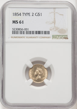1854 G$1 Type Two Gold Dollar NGC MS61 (769173001)