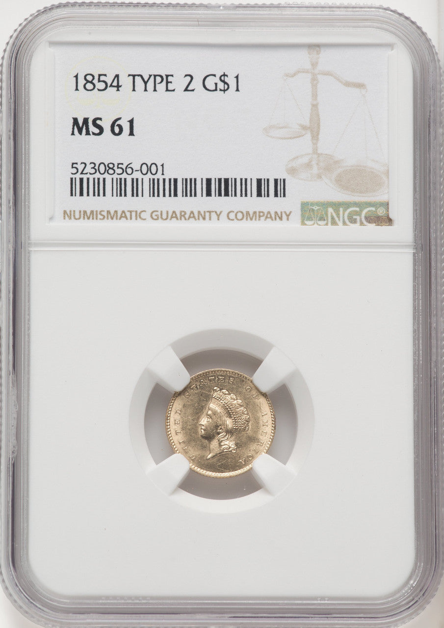 1854 G$1 Type Two Gold Dollar NGC MS61 (769173001)