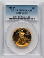 1988-P $25 Half- Ounce Gold Eagle Blue Gradient PCGS PR70