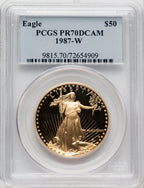 1987-W $50 One-Ounce Gold Eagle Blue Gradient PCGS PR70 (770640016)