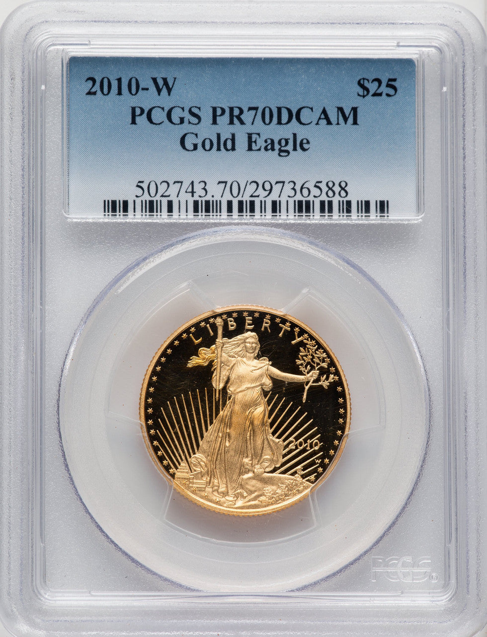 2010-W $25 Half-Ounce Gold Eagle Blue Gradient PCGS PR70