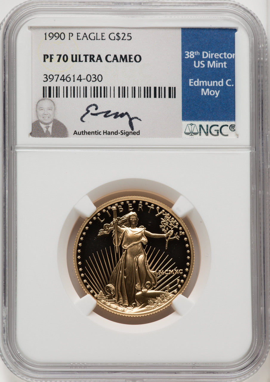 1990-P $25 Half-Ounce Gold Eagle Ed Moy NGC PF70