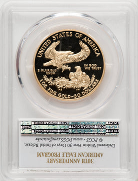 2016-W $50 One-Ounce Gold Eagle 30th Anniversary First Strike PCGS PR70 (770639005)