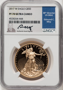 2017-W $50 One-Ounce Gold Eagle Ed Moy NGC PF70