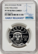 2016-W $100 One-Ounce Platinum Eagle First Strike ER Blue NGC PF70