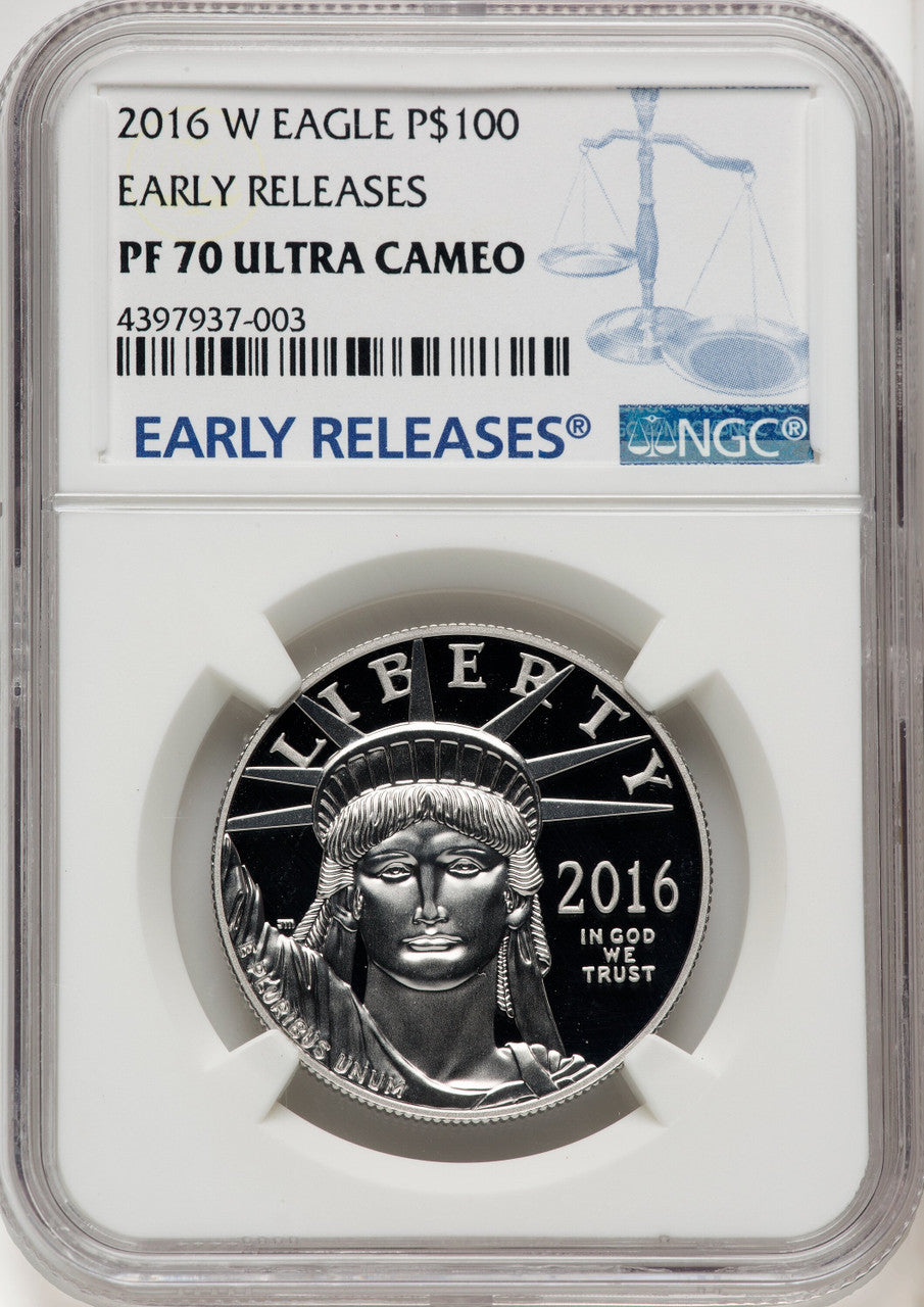 2016-W $100 One-Ounce Platinum Eagle First Strike ER Blue NGC PF70