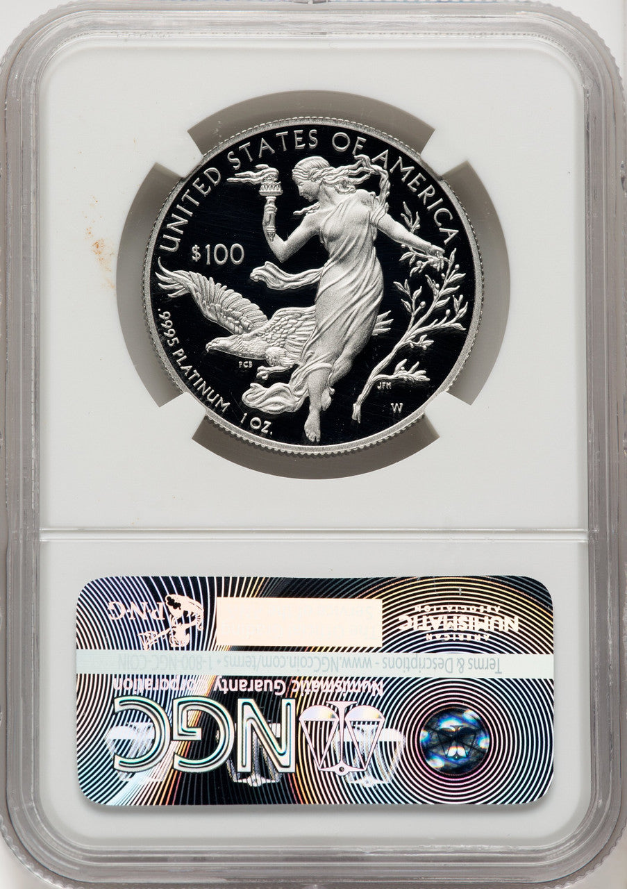2016-W $100 One-Ounce Platinum Eagle First Strike ER Blue NGC PF70