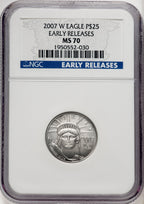 2007-W $25 Quarter-Ounce Platinum First Strike ER Blue NGC MS70