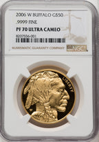 2006-W $50 One-Ounce Gold Buffalo .9999 Fine Gold Brown Label NGC PF70 (770548009)