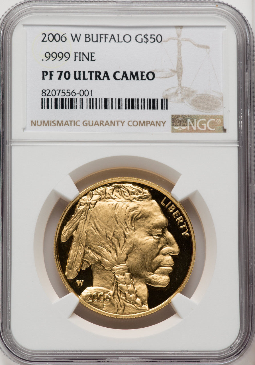 2006-W $50 One-Ounce Gold Buffalo .9999 Fine Gold Brown Label NGC PF70 (770548009)