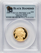 2008-W $10 Quarter-Ounce Gold Buffalo Bison Label PCGS PR70