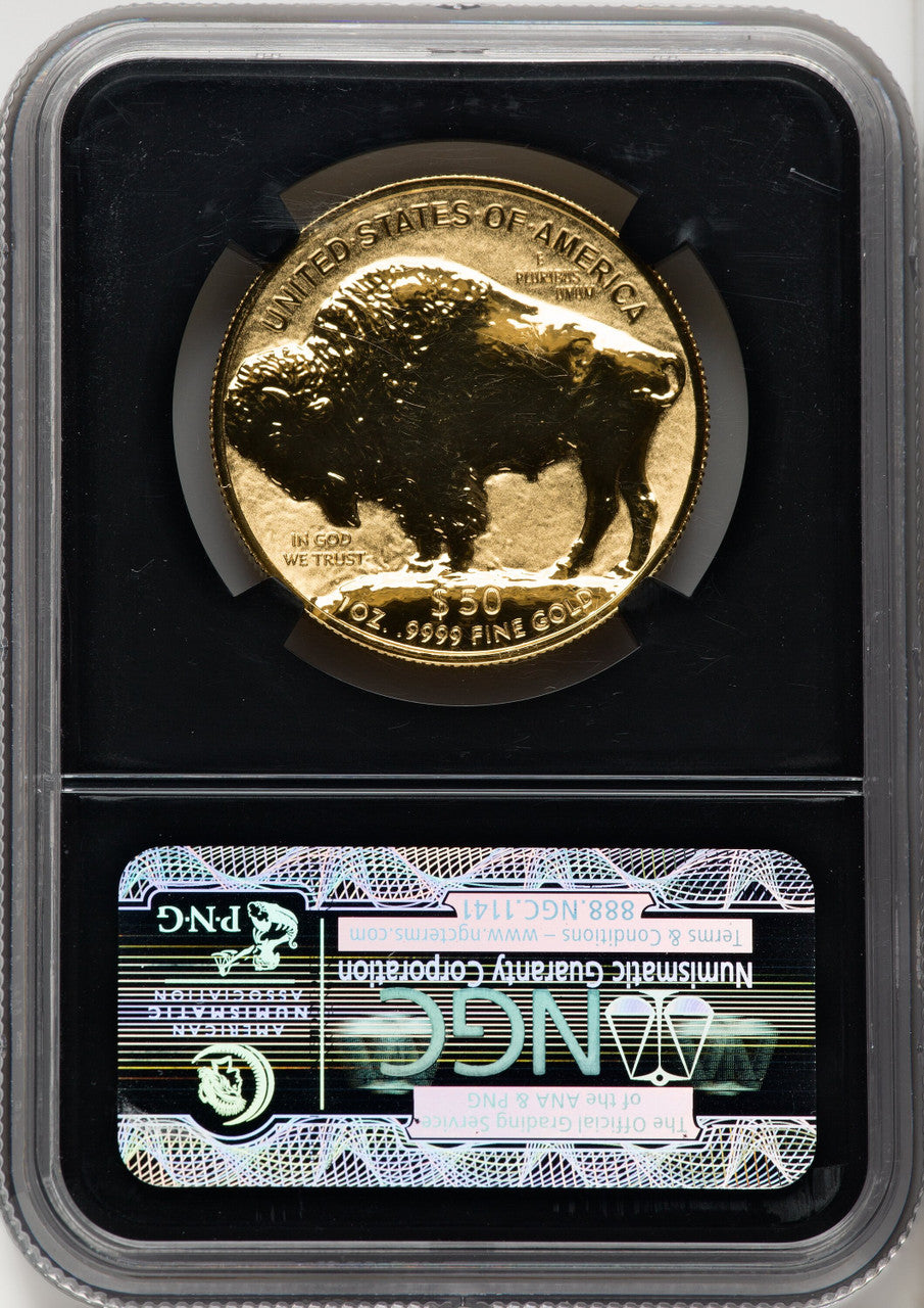 2013-W $50 One-Ounce Gold Buffalo Reverse Proof First Strike ER Bison Label NGC PF70