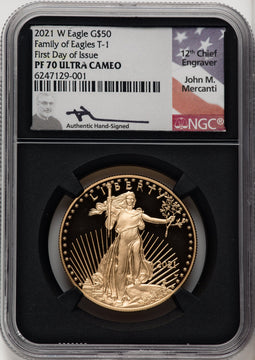 2021-W $50 One Ounce Gold Eagle Type One First Day of Issue NGC PF70 (769395010)