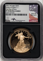 2021-W $50 One Ounce Gold Eagle Type One First Day of Issue NGC PF70 (769395010)
