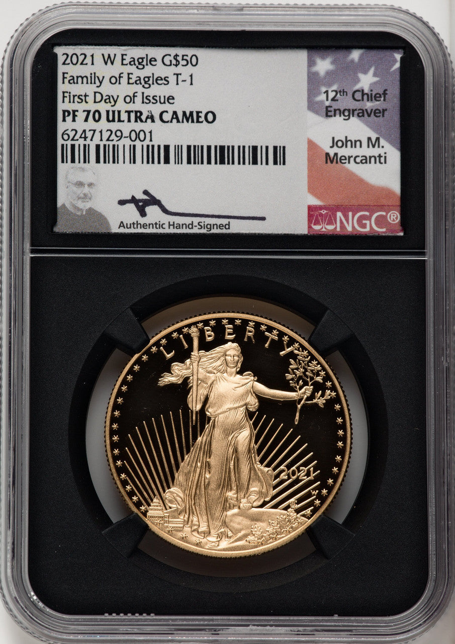 2021-W $50 One Ounce Gold Eagle Type One First Day of Issue NGC PF70 (769395010)