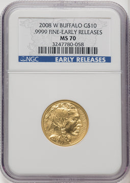 2008-W $10 Buffalo Quarter-Ounce Gold First Strike NGC MS70 (765815013)