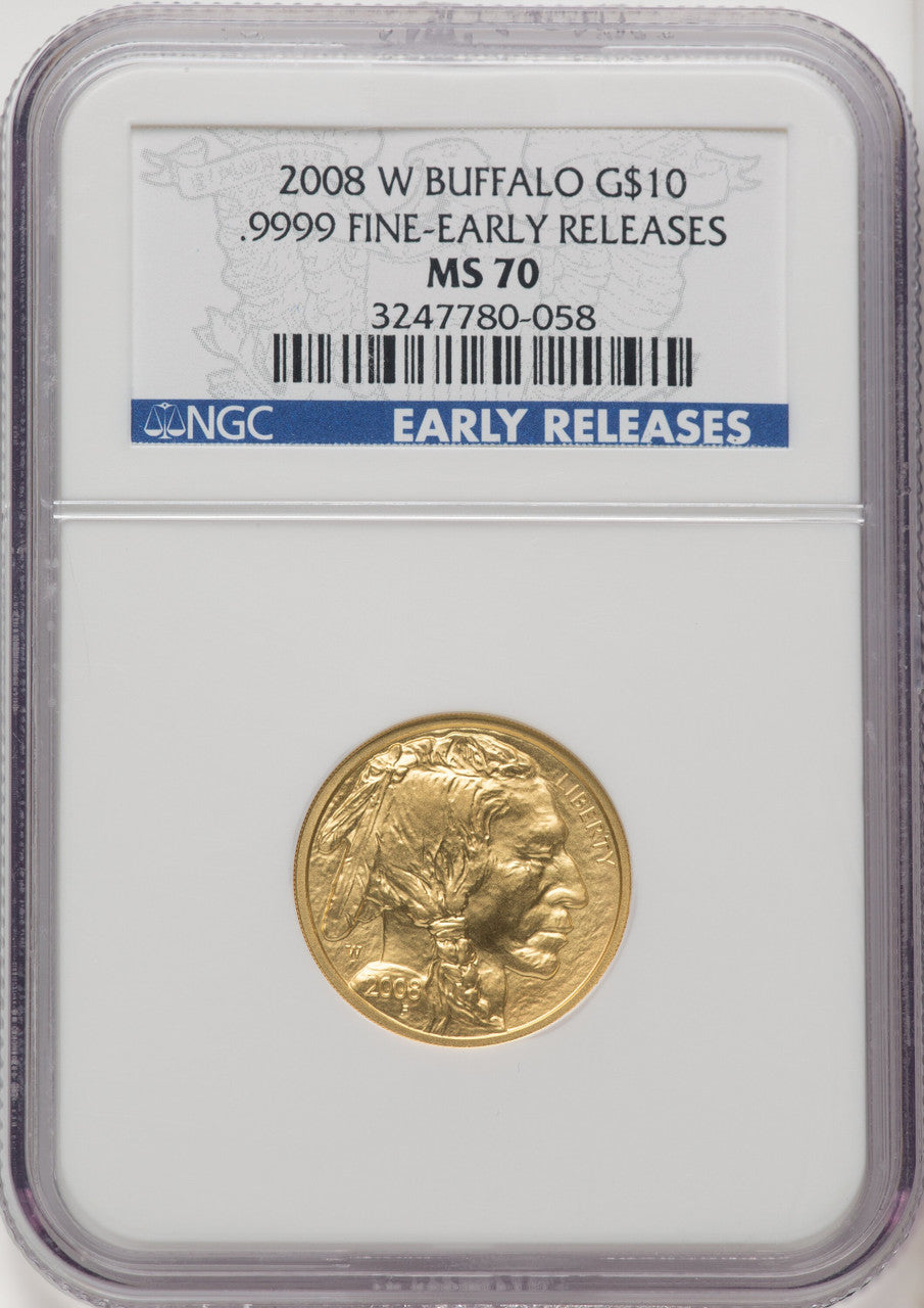 2008-W $10 Buffalo Quarter-Ounce Gold First Strike NGC MS70 (765815013)
