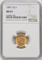 1905 $2.50 Liberty Quarter Eagle NGC MS67 (768601018)