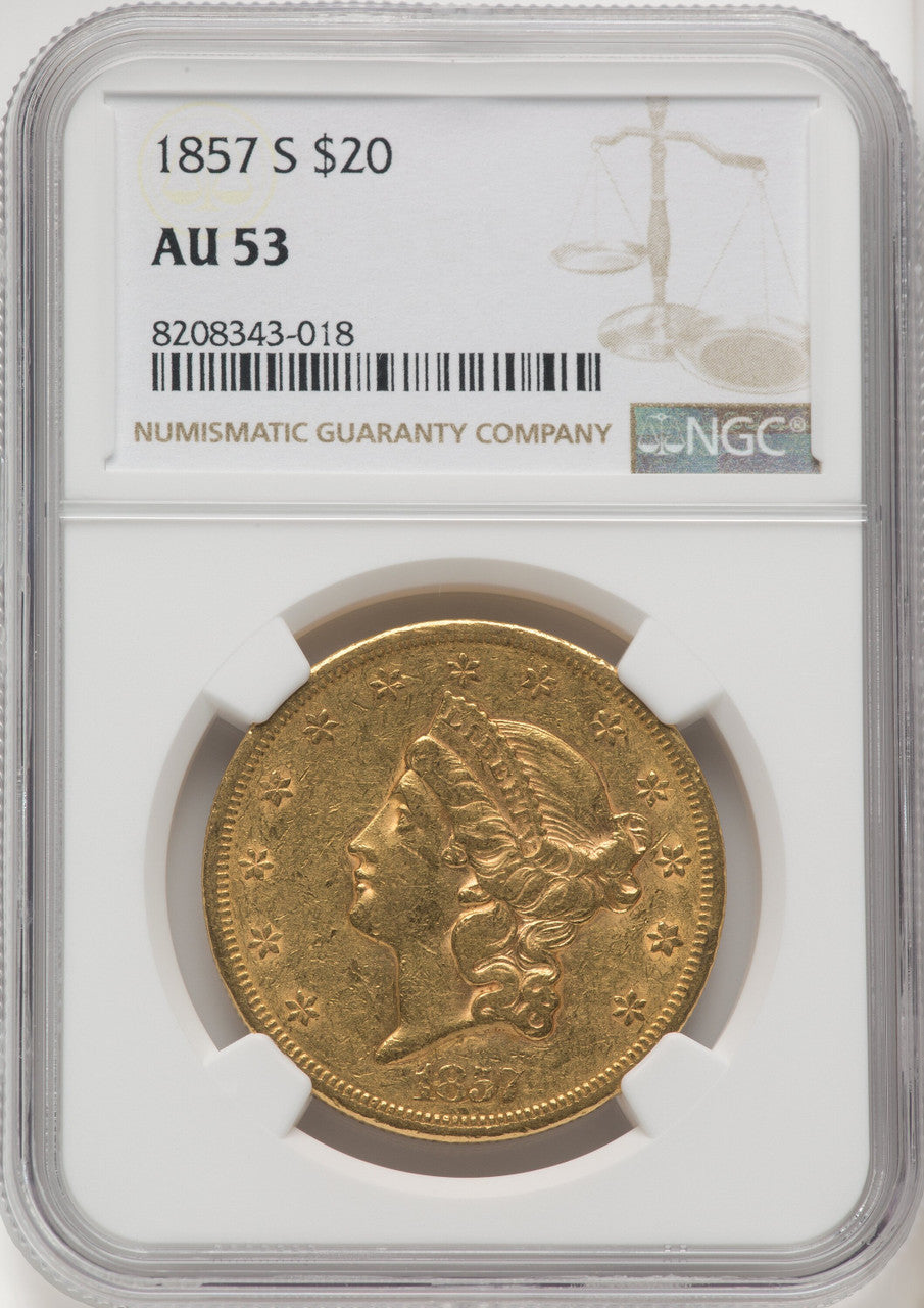 1857-S $20 Liberty Double Eagle NGC AU53 (572149211)