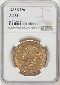 1855-S $20 Liberty Double Eagle NGC AU53 (572149212)