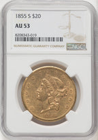 1855-S $20 Liberty Double Eagle NGC AU53 (572149212)