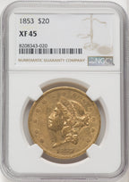 1853 $20 Liberty Double Eagle NGC XF45