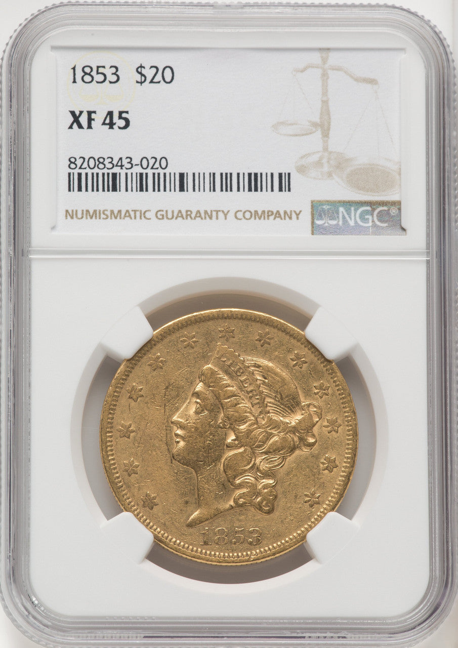 1853 $20 Liberty Double Eagle NGC XF45