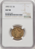 1892-CC $5 Liberty Half Eagle NGC AU58 (572156025)