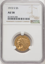 1915-S $5 Indian Half Eagle NGC AU58 (177084040)