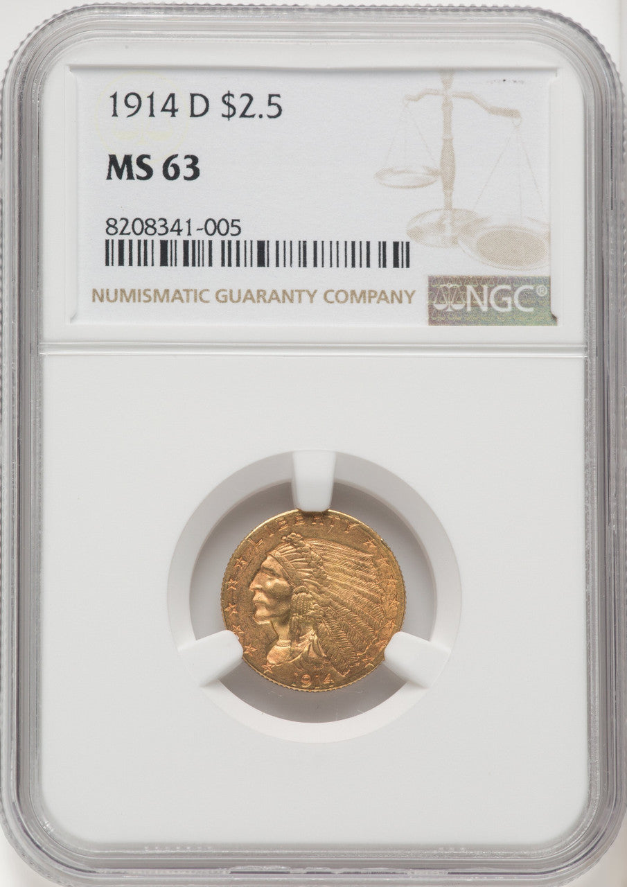 1914-D $2.50 Indian Quarter Eagle NGC MS63 (769241001)