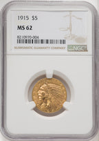 1915 $5 Indian Half Eagle NGC MS62 (769180008)