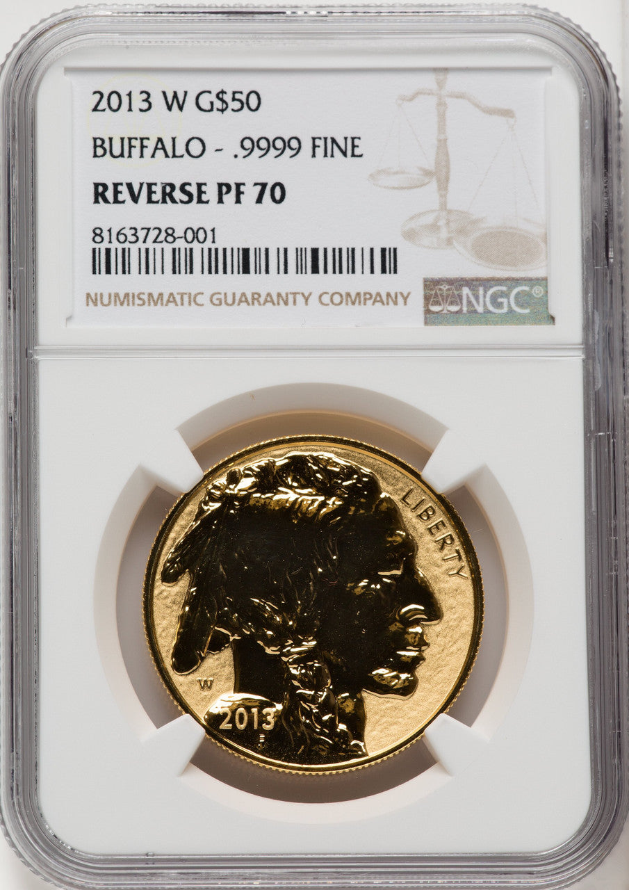 2013-W $50 One-Ounce Gold Buffalo Reverse Proof 100th Anniversary NGC PF70 (770044008)
