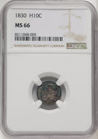 1830 H10C Bust Half Dime NGC MS66