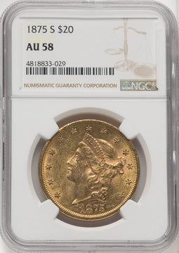 1875-S $20 Liberty Double Eagle NGC AU58 (770637021)