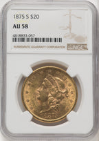 1875-S $20 Liberty Double Eagle NGC AU58 (770637022)