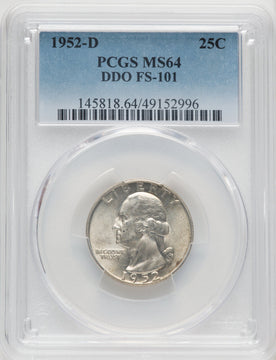 1952-D 25C FS-101 Washington Quarter PCGS MS64