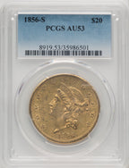 1856-S $20 Liberty Double Eagle PCGS AU53 (770637023)