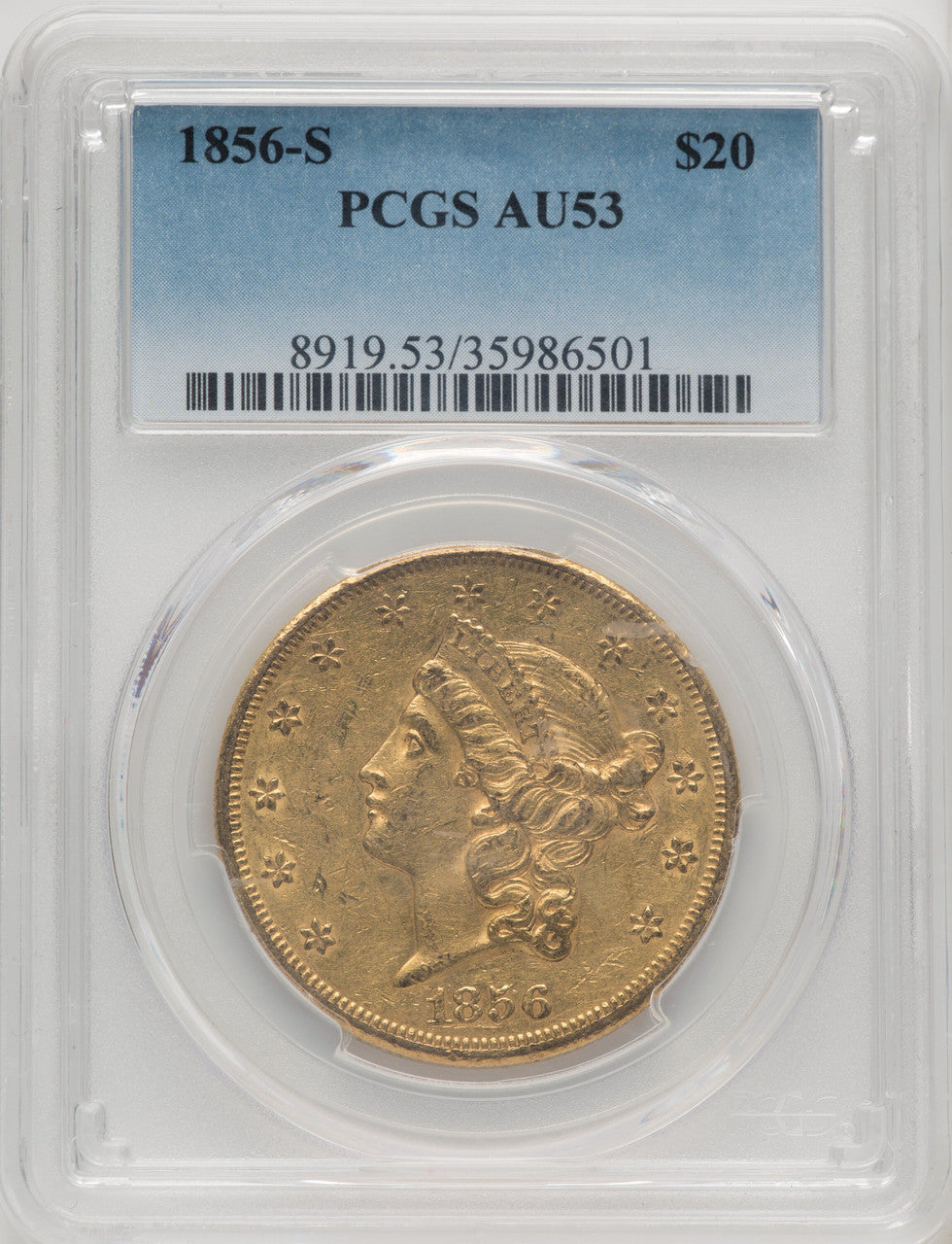 1856-S $20 Liberty Double Eagle PCGS AU53 (770637023)