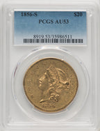 1856-S $20 Liberty Double Eagle PCGS AU53 (770637024)